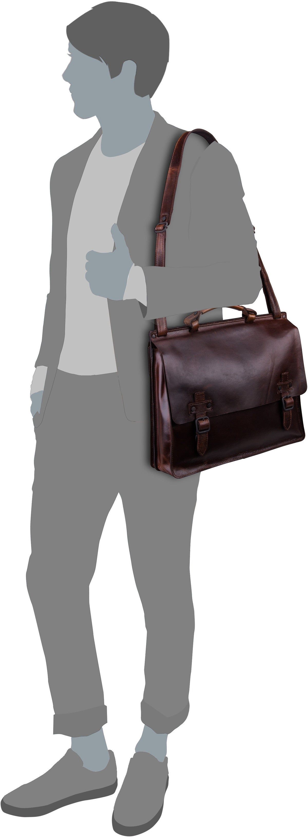 Harold's Aberdeen 2910 Mappe Braun Aktentasche – Silhouettenansicht
