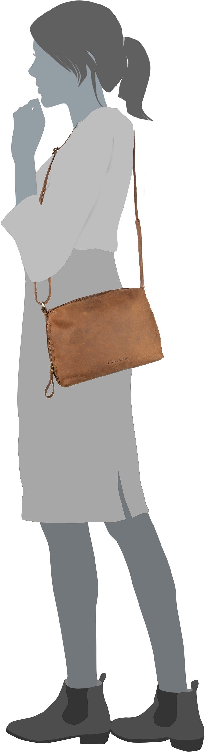 Harold's Antic Casual Postcase L Natur Crossbody Bag – Silhouettenansicht