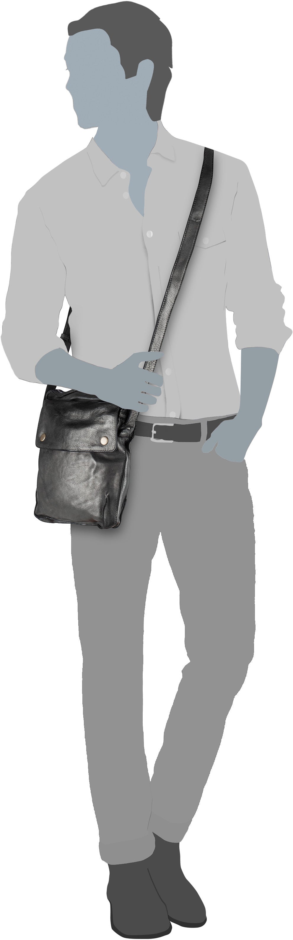 Harold's Submarine M Schwarz Crossbody Bag – Silhouettenansicht