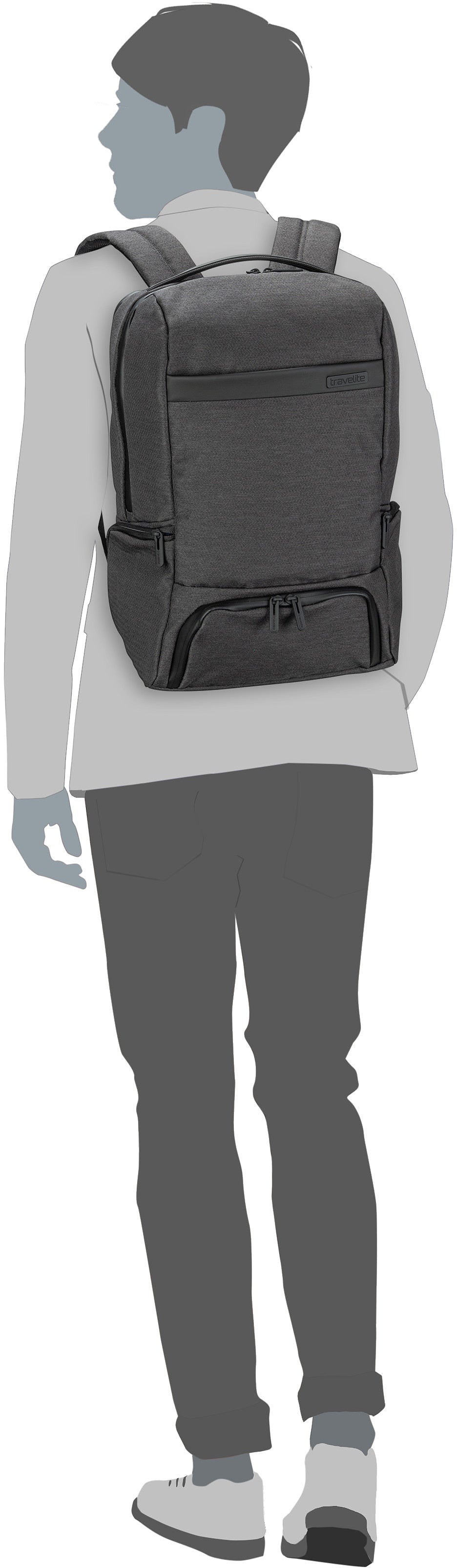 travelite Meet Business Anthrazit Rucksack – Silhouettenansicht