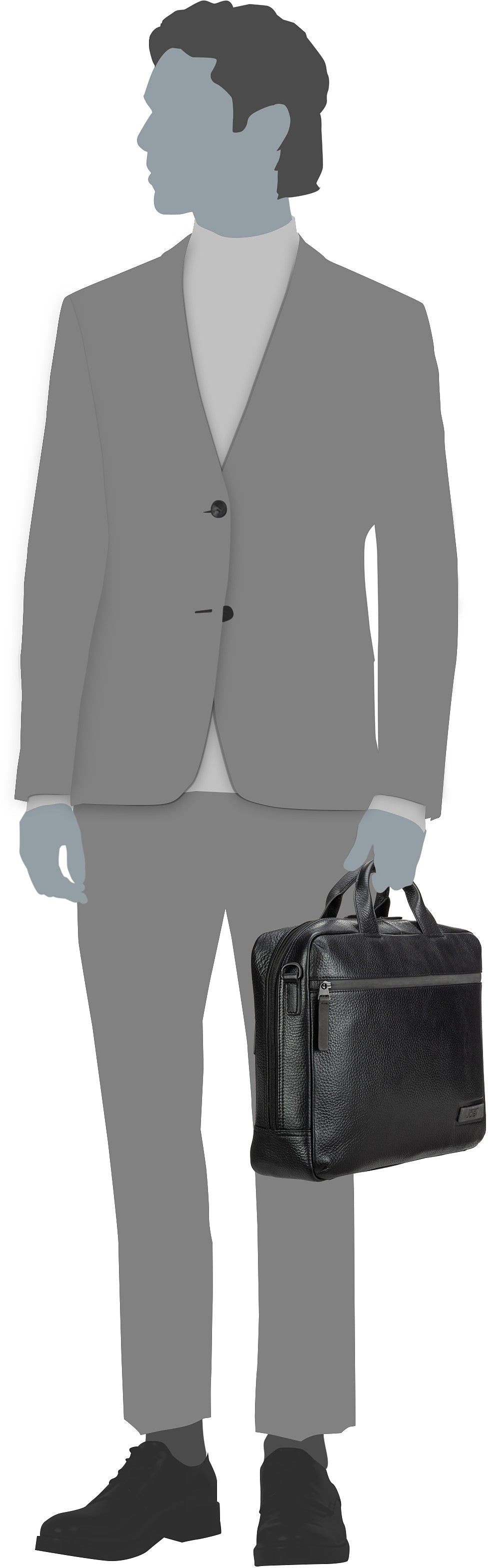 Jost Stockholm Business Bag M 1 Comp Black Aktentasche – Silhouettenansicht