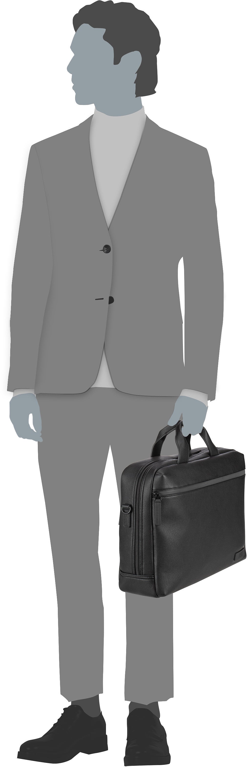 Jost Riga Business Bag 1 Comp Black Aktentasche – Silhouettenansicht
