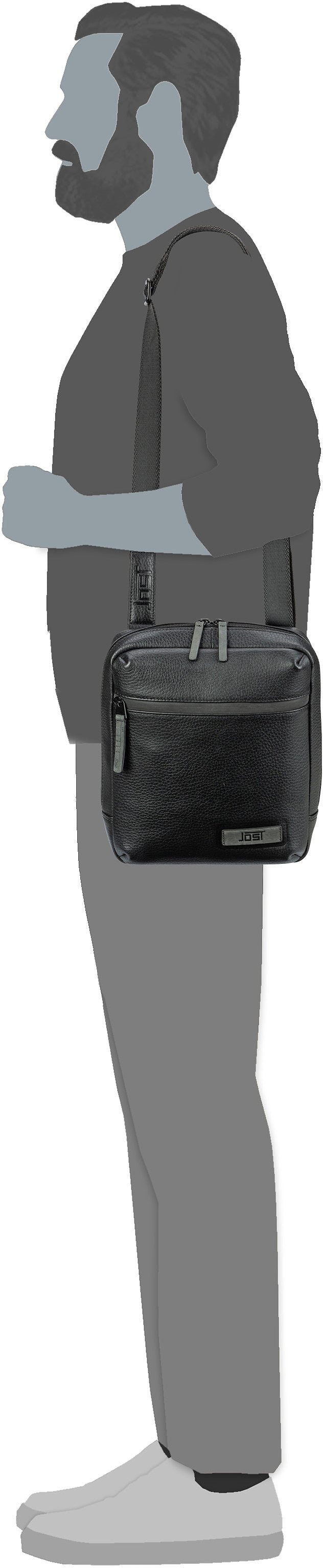 Jost Stockholm Zip S Black Crossbody Bag – Silhouettenansicht