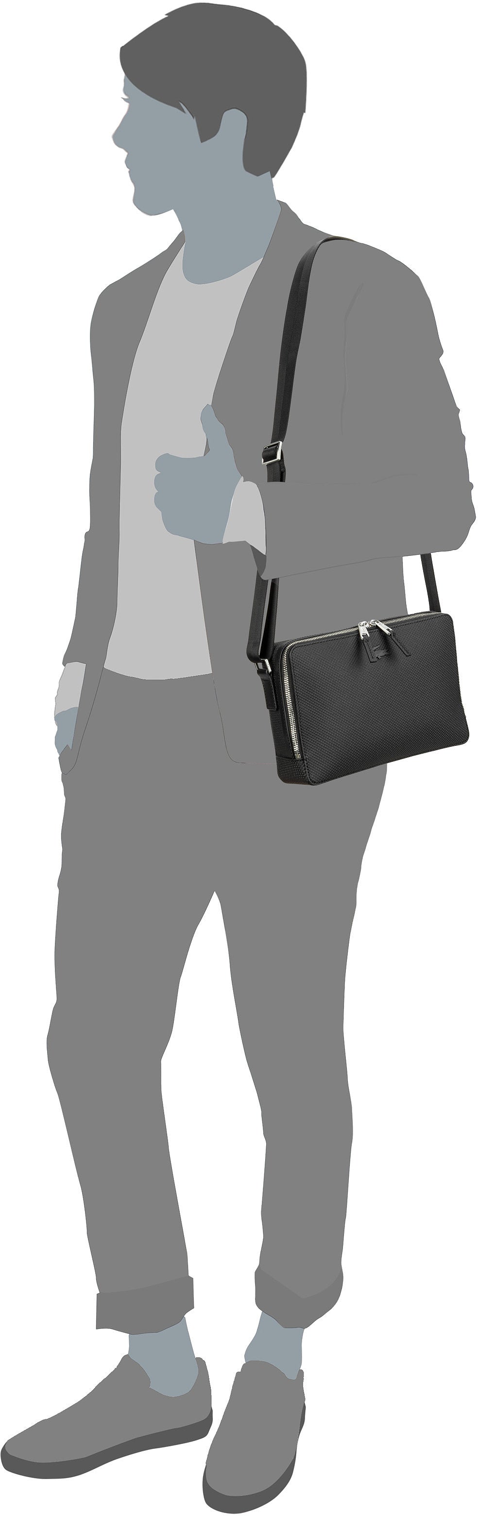 Lacoste Chantaco Reporter Bag 3270 Black Crossbody Bag – Silhouettenansicht