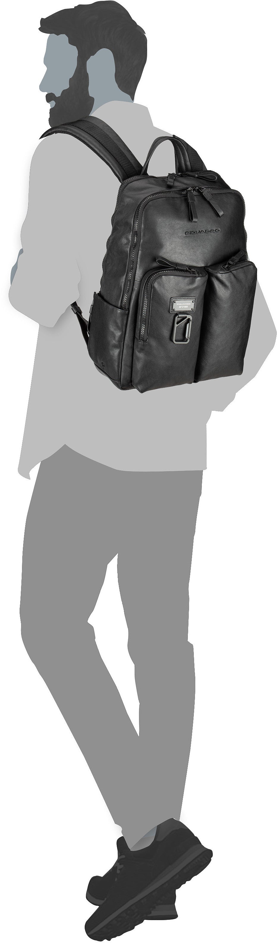 Piquadro Harper 3869 RFID Testa di moro Rucksack – Silhouettenansicht