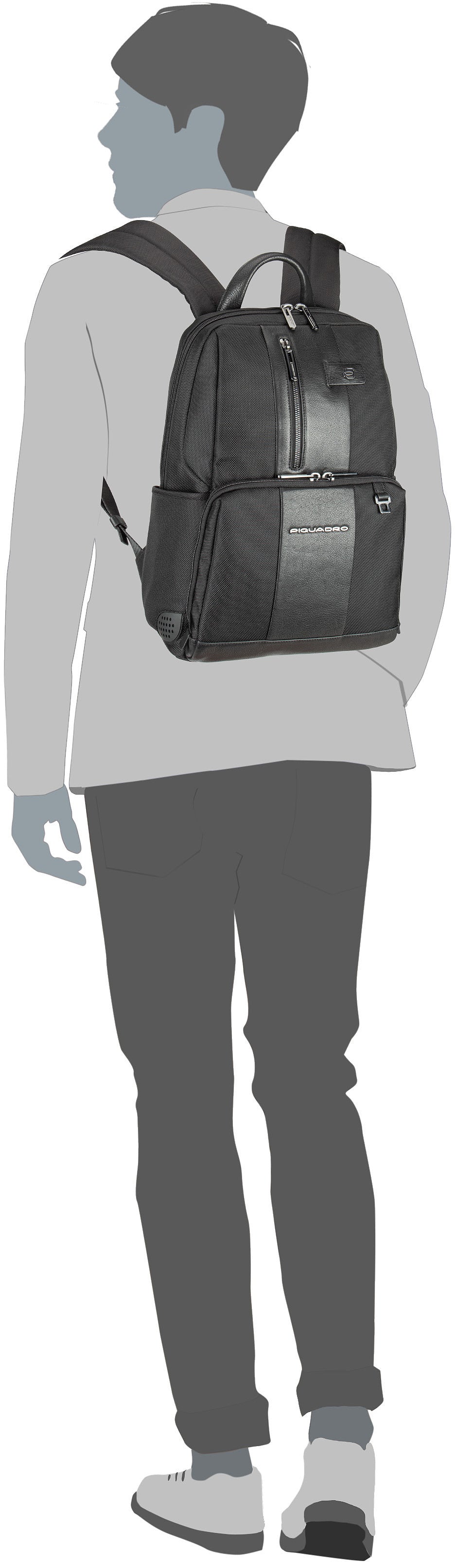 Piquadro Brief 3214 Nero Rucksack – Silhouettenansicht