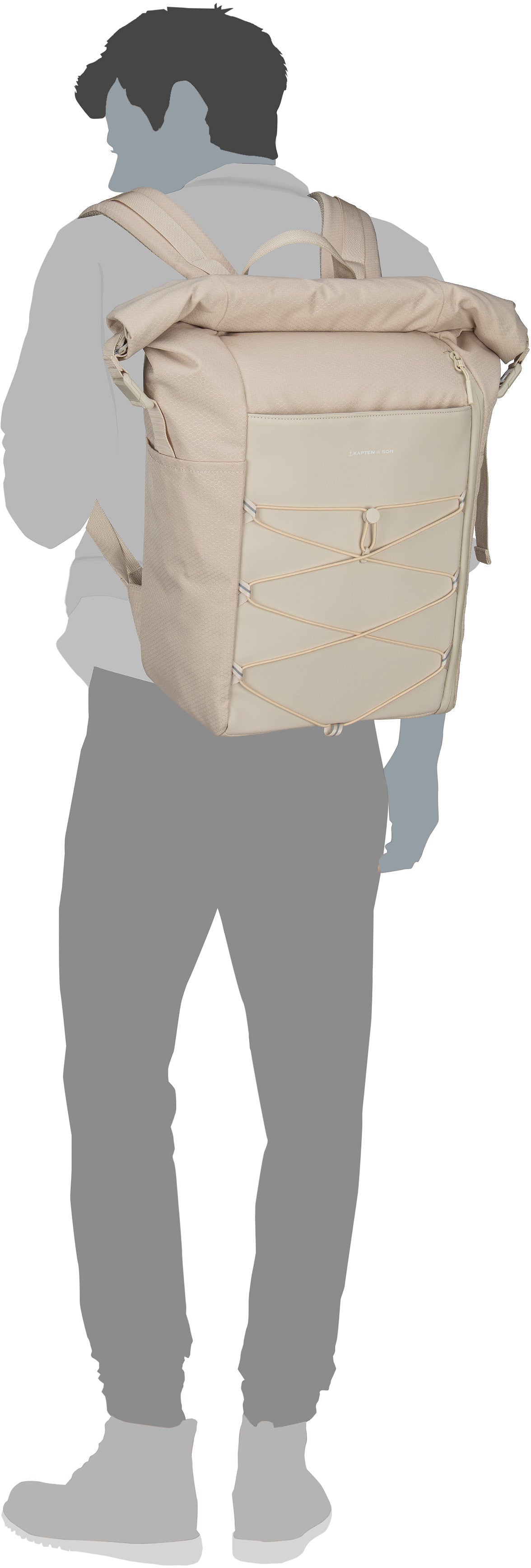 Kapten & Son Yoho Sandstone Rolltop Rucksack – Silhouettenansicht