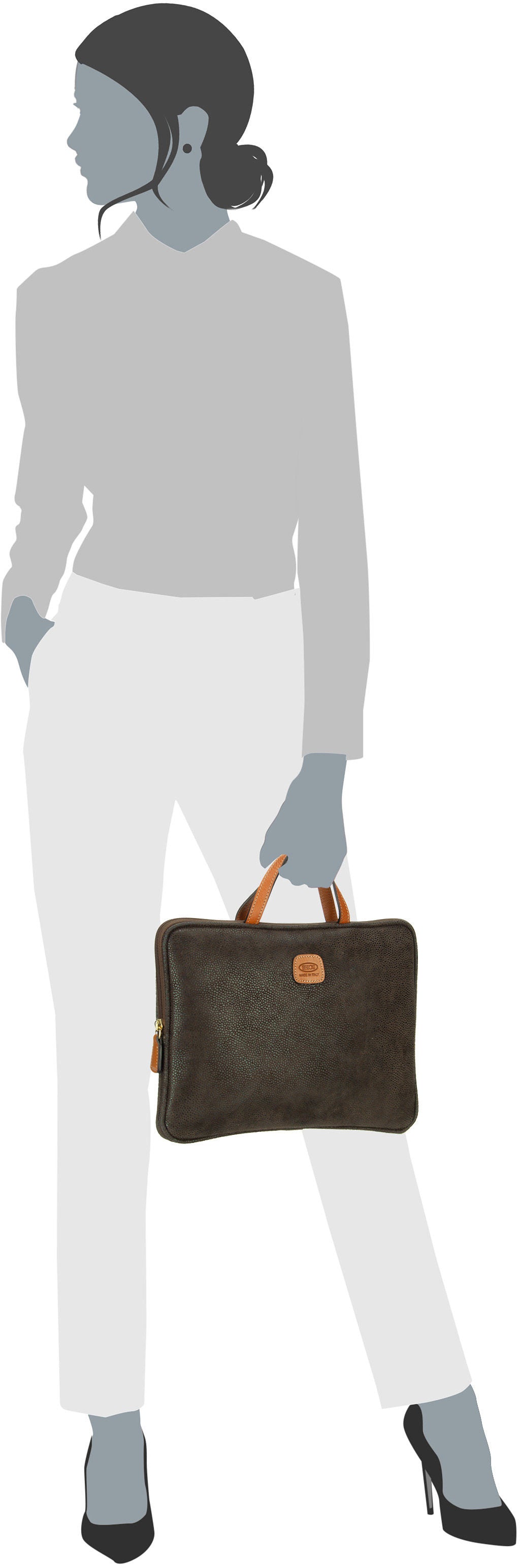 Bric's Life PC Holder Olive Aktentasche – Silhouettenansicht