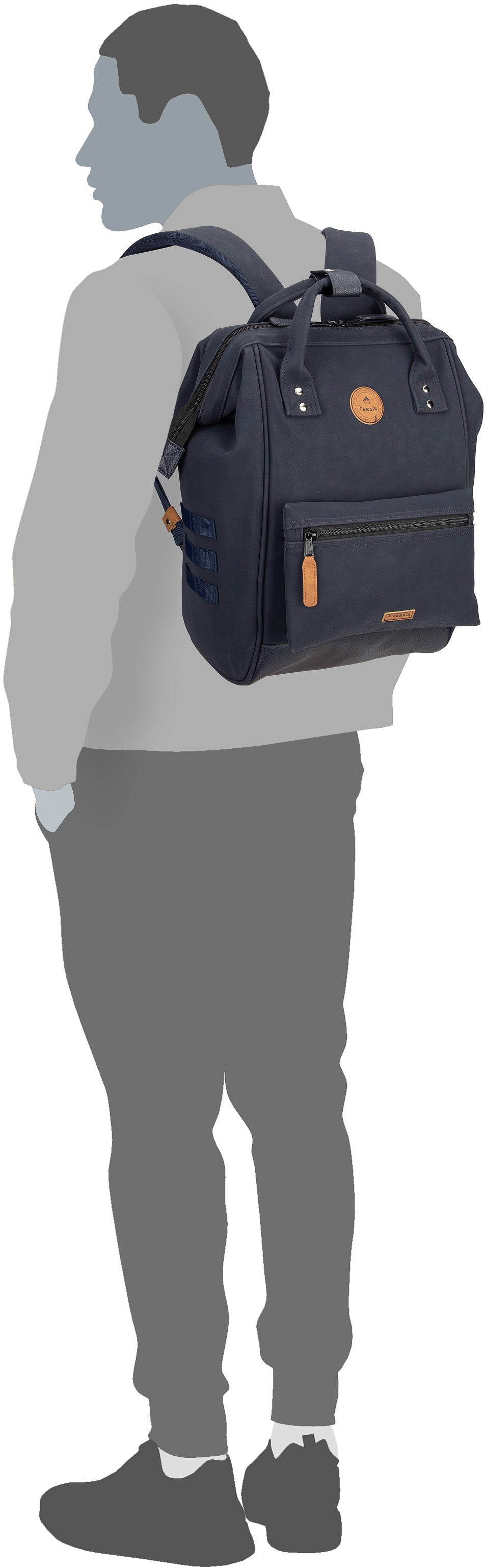 Cabaia Adventurer Vegan Nubuck Medium Busan Rucksack – Silhouettenansicht