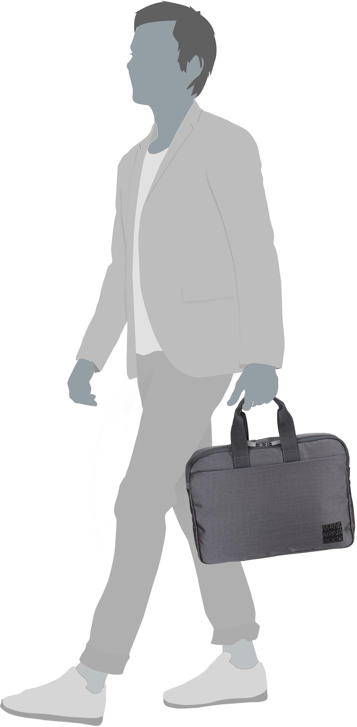 Mandarina Duck District KPC03 Black Ink Aktentasche – Silhouettenansicht