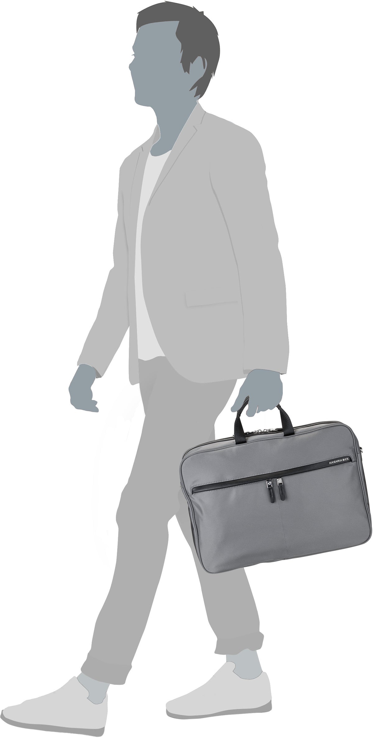 Mandarina Duck Hunter Urban Briefcase HWC02 Smoked Pearl Aktentasche – Silhouettenansicht