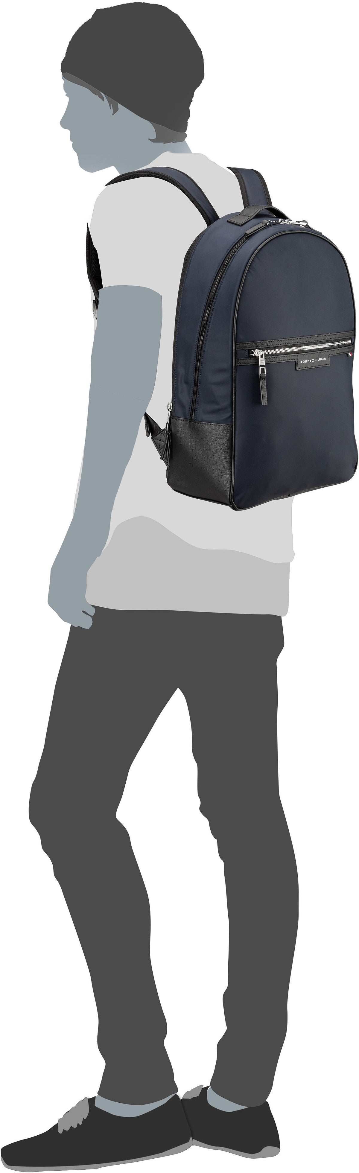 Tommy Hilfiger TH Urban Repreve PSP24 Black Rucksack – Silhouettenansicht