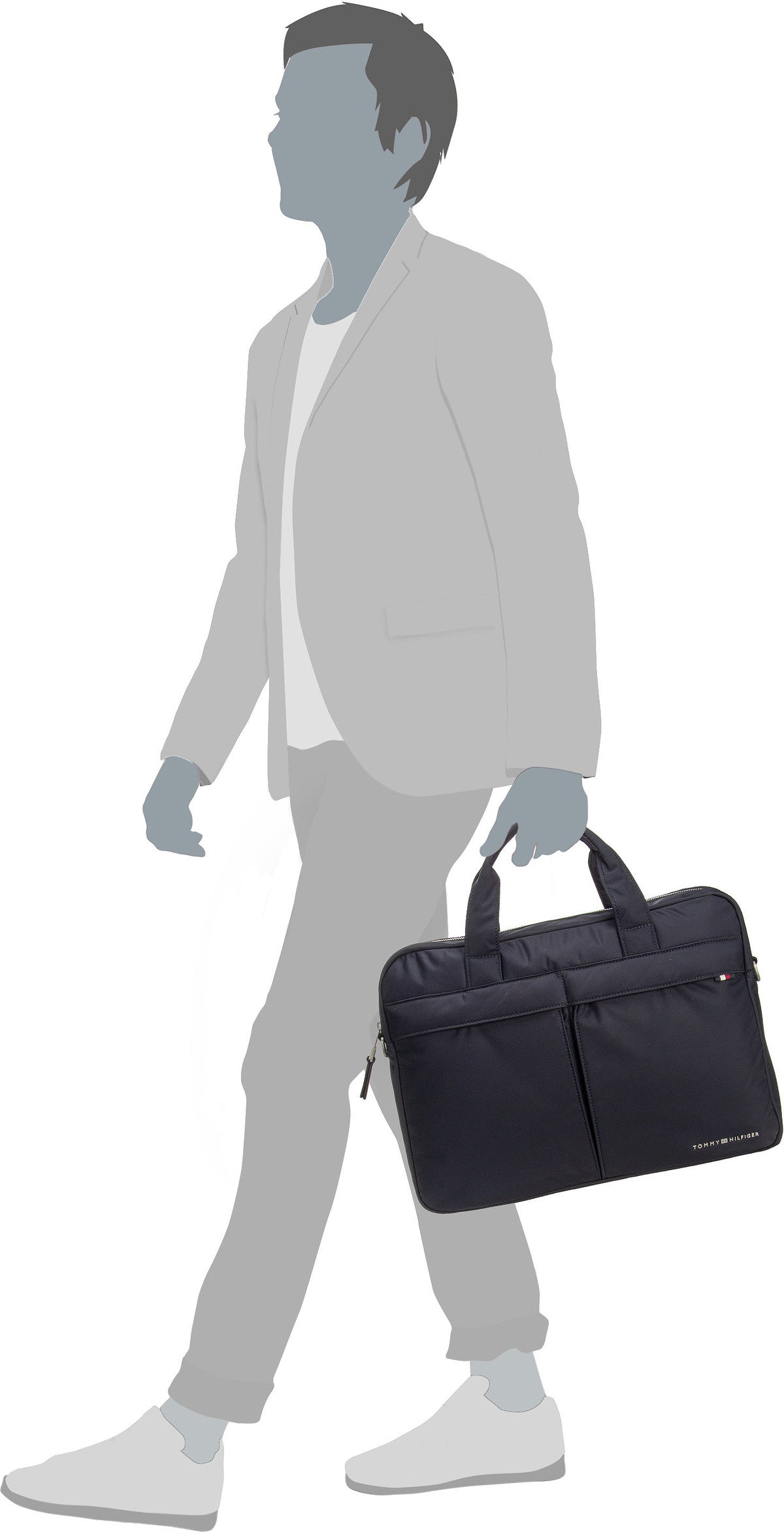 Tommy Hilfiger TH Signature Computer SP24 Space Blue Aktentasche – Silhouettenansicht