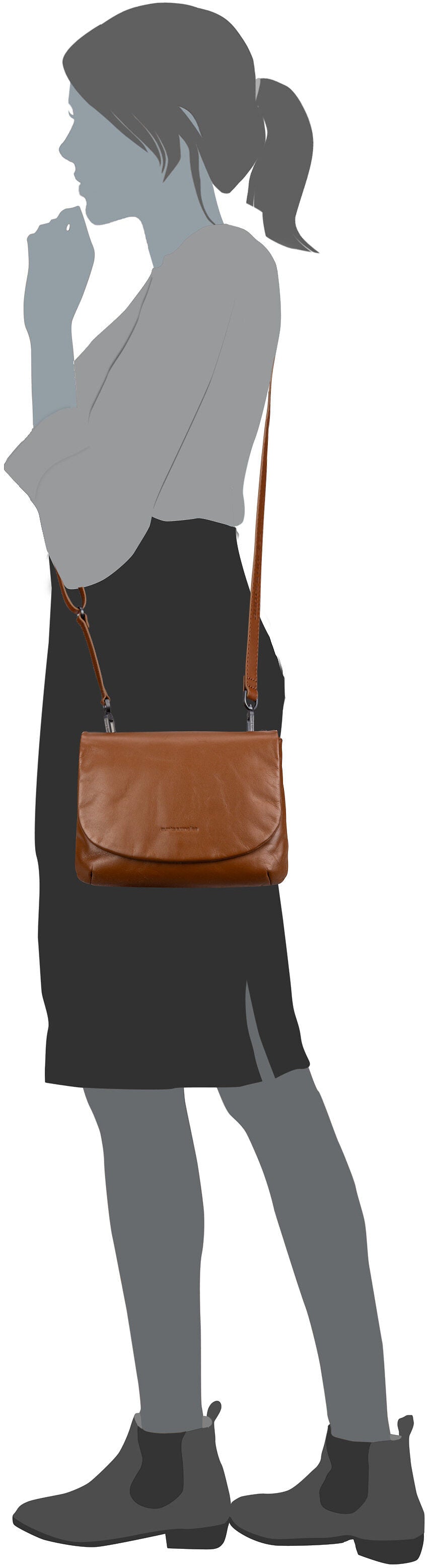aunts & uncles Pepino Cognac Crossbody Bag – Silhouettenansicht
