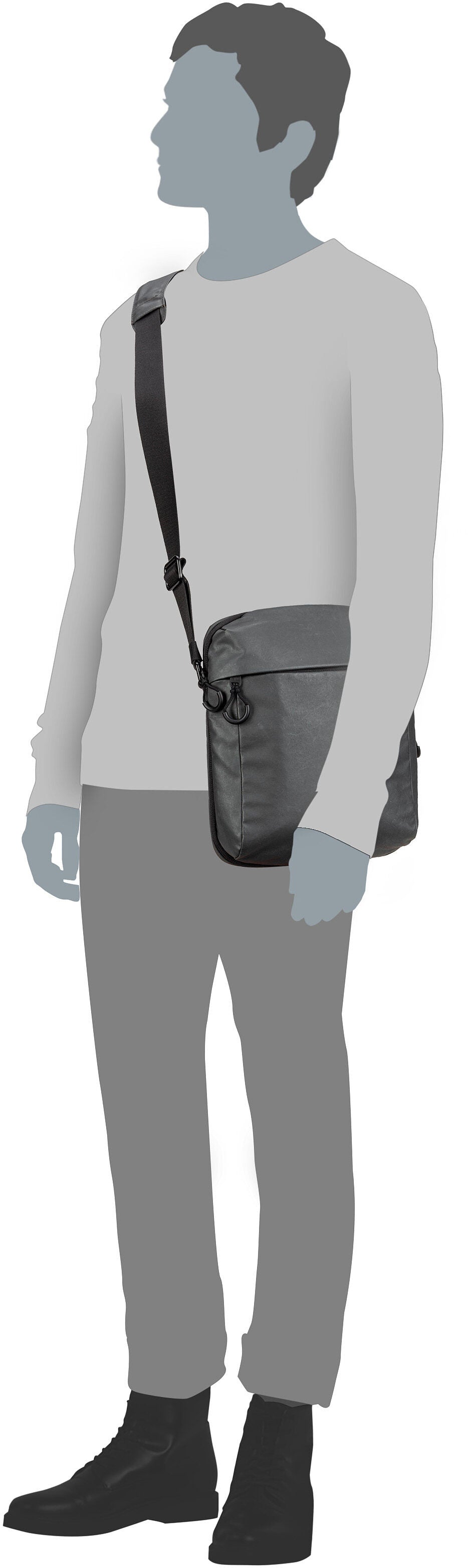 aunts & uncles Oyabe RE Black Crossbody Bag – Silhouettenansicht