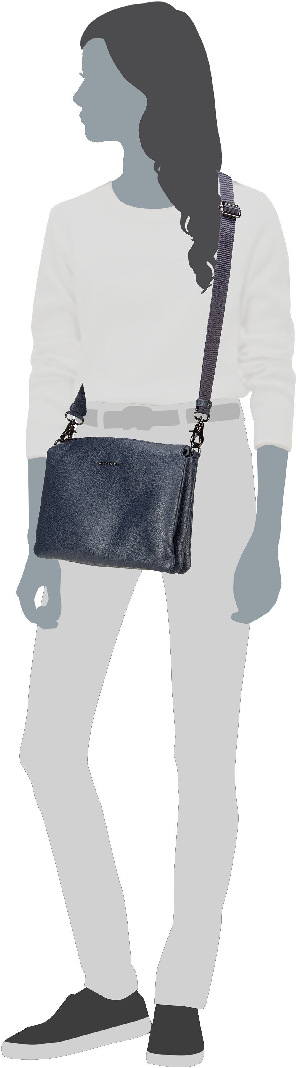 Mandarina Duck Mellow Leather FZT12 Warm Taupe Crossbody Bag – Silhouettenansicht