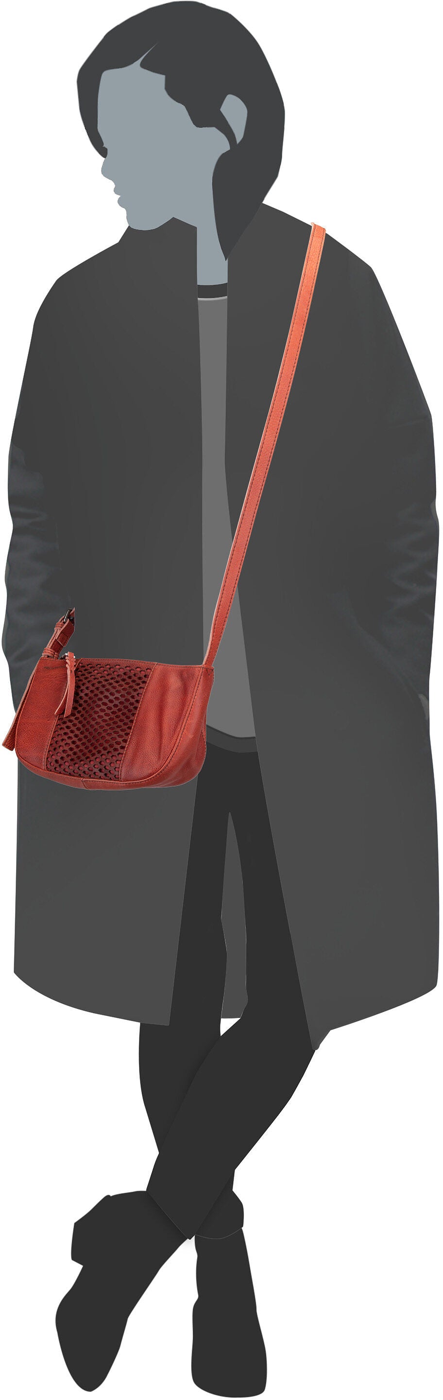 Fredsbruder My 273-3615n Rustic Orange Crossbody Bag – Silhouettenansicht