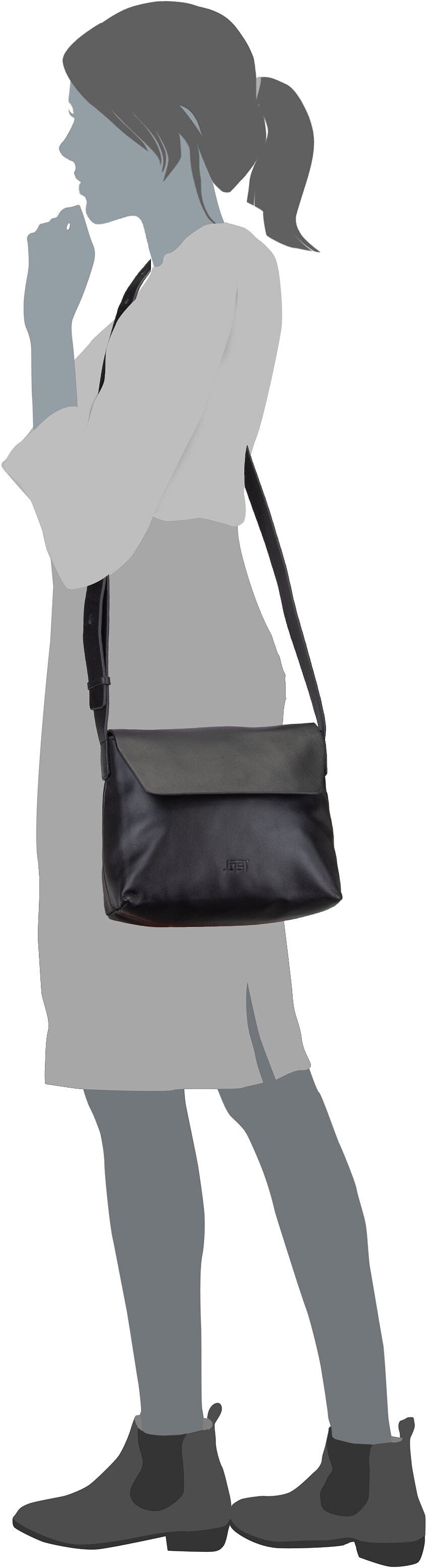 Jost Arva 4302 Ecru Crossbody Bag – Silhouettenansicht
