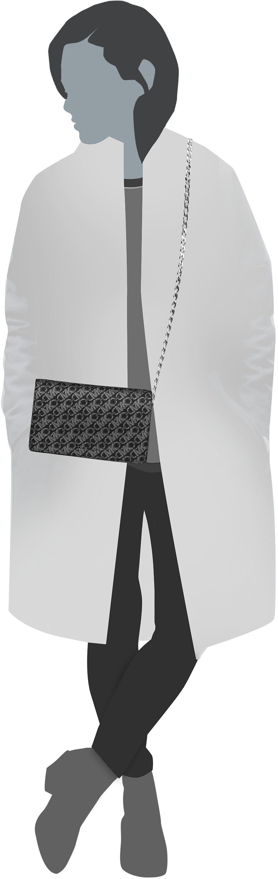 Michael Kors Jet Set Medium Flap Chain MK SIG Black/Silver Abendtasche – Silhouettenansicht