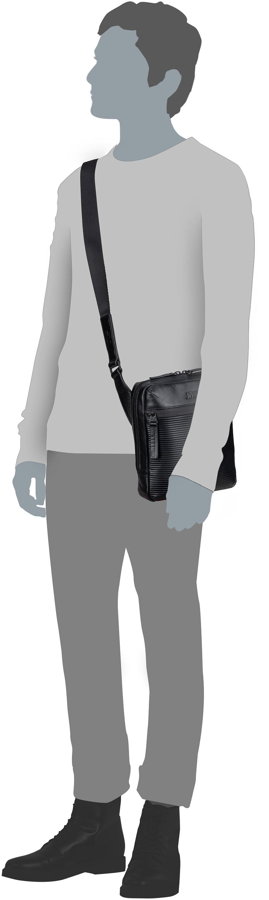 Jost Aarhus Linea 9150 Schwarz Crossbody Bag – Silhouettenansicht