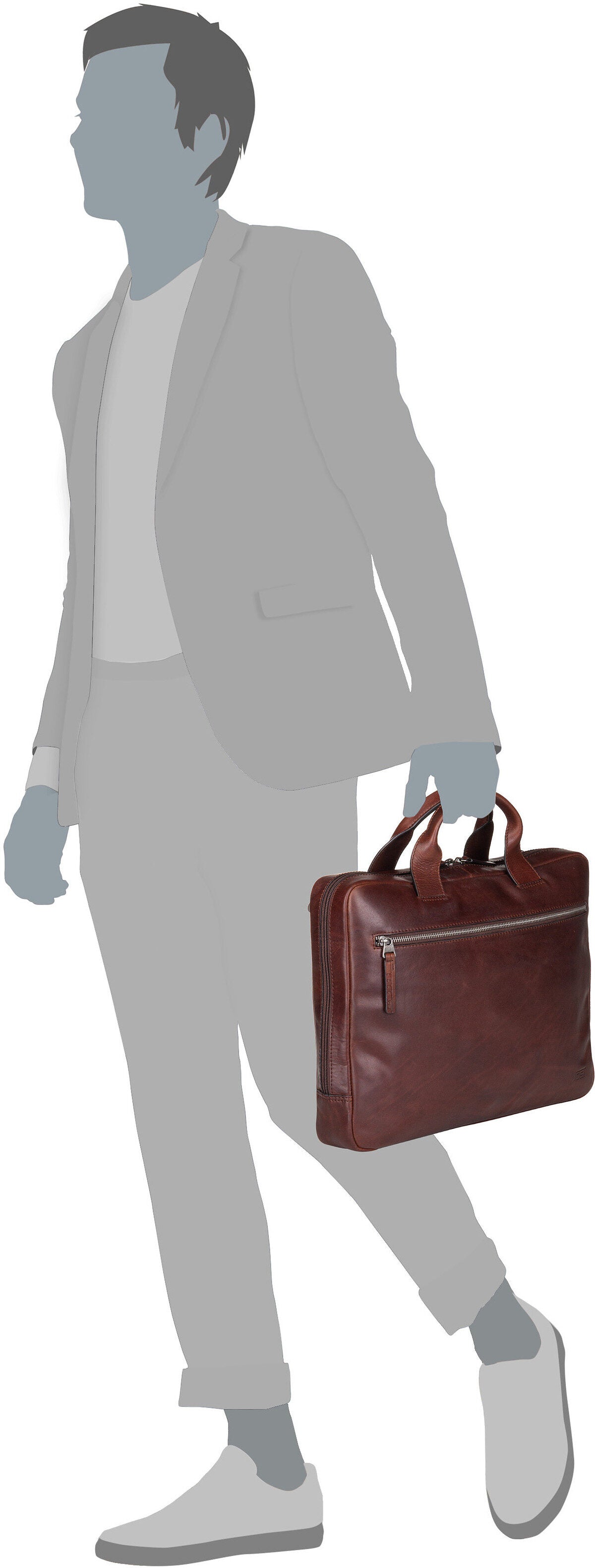 Jost Lund Business S 6743 Braun Aktentasche – Silhouettenansicht