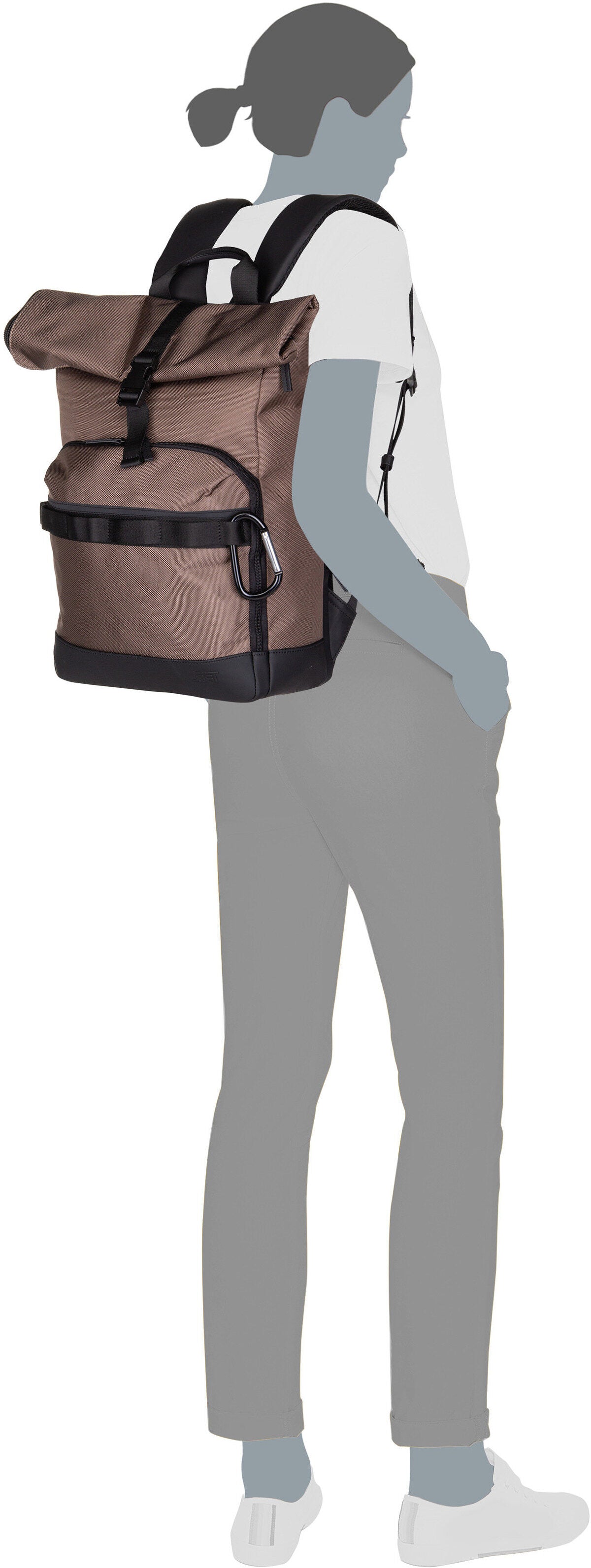 Jost Balling Kurier 4015 Taupe Rolltop Rucksack – Silhouettenansicht