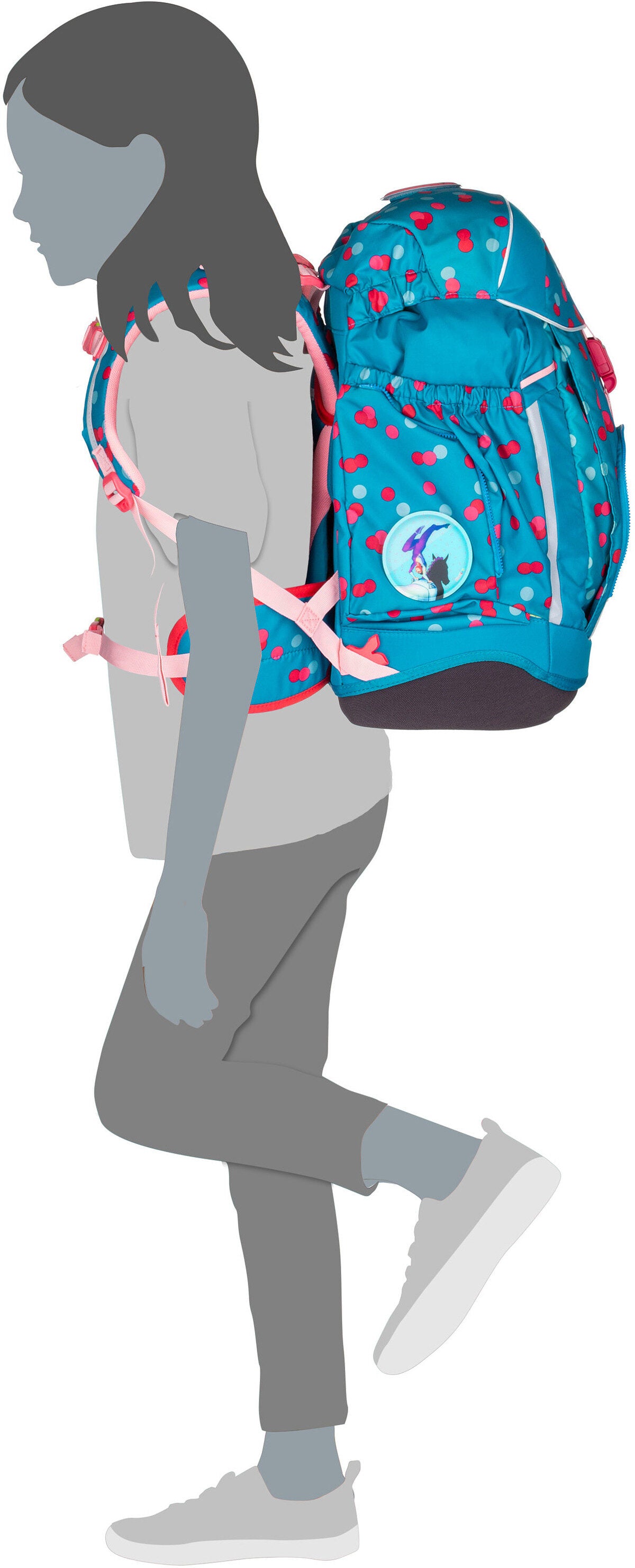 ergobag maxi Set LUMI PerlentauchBär Schulranzen – Silhouettenansicht