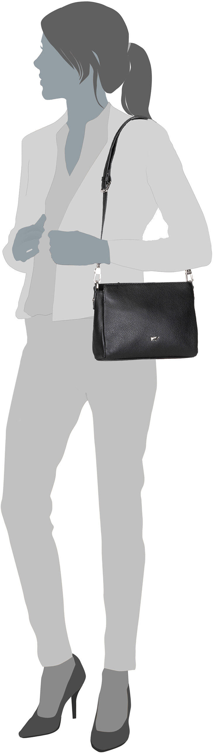 Braun Büffel Hanna RV Zip Schwarz Crossbody Bag – Silhouettenansicht