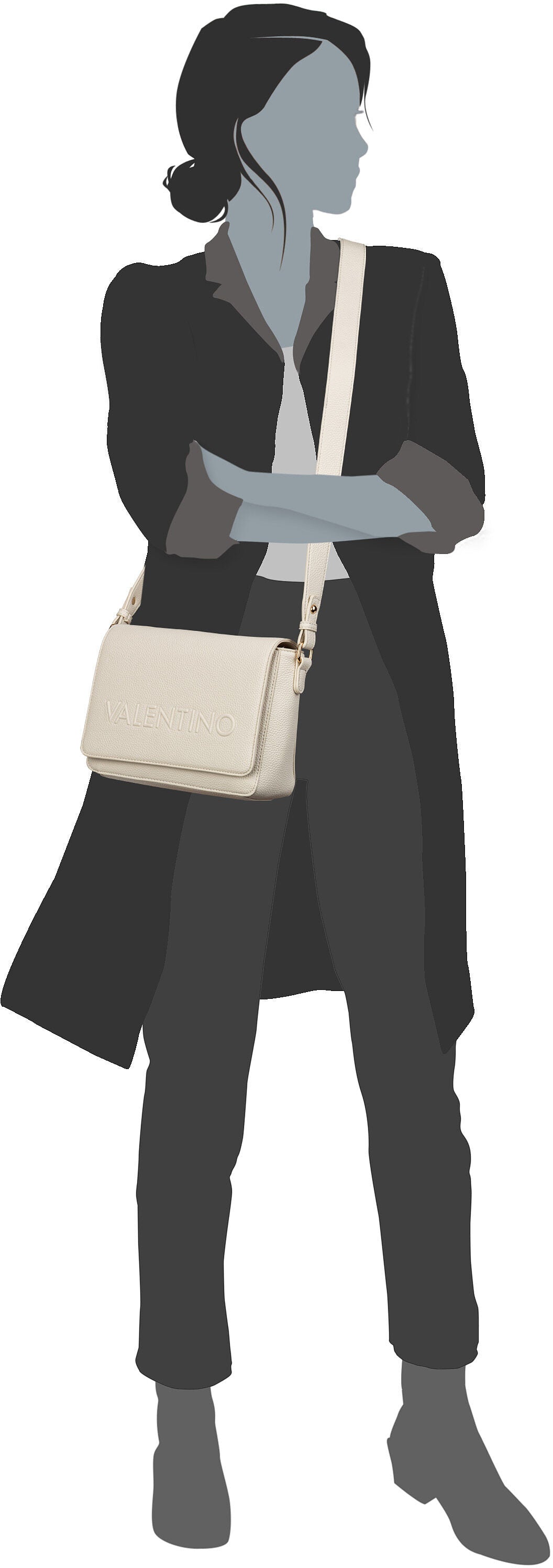 Valentino Rised RE P909 Ecru Crossbody Bag – Silhouettenansicht