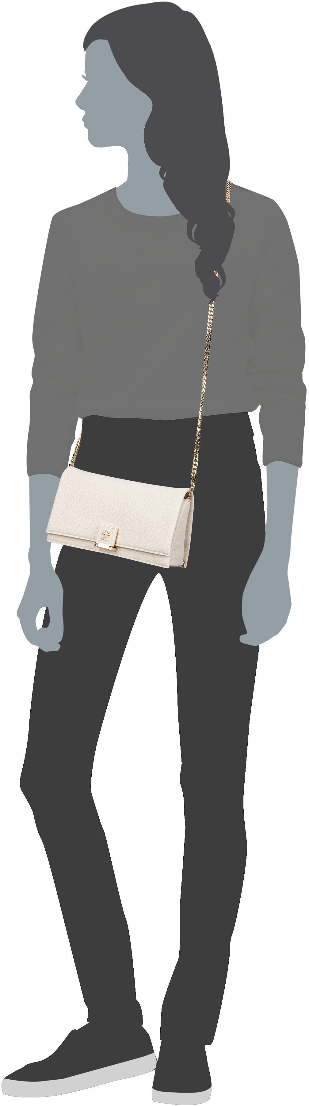 Tommy Hilfiger TH Her Flap With Chain 17403 SP25 Black Clutch – Silhouettenansicht