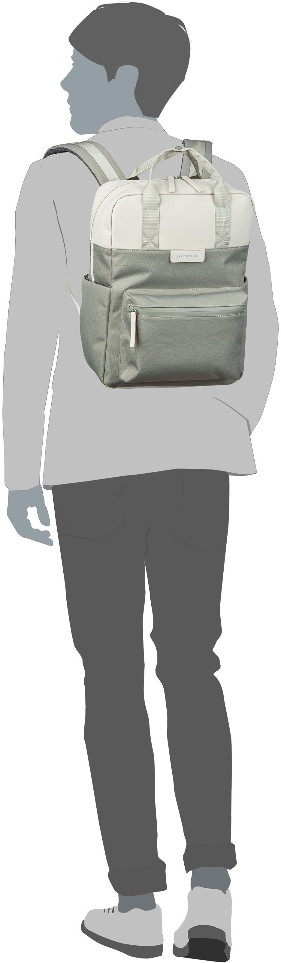 Kapten & Son Bergen Pro Diaper BP All Black Rucksack – Silhouettenansicht