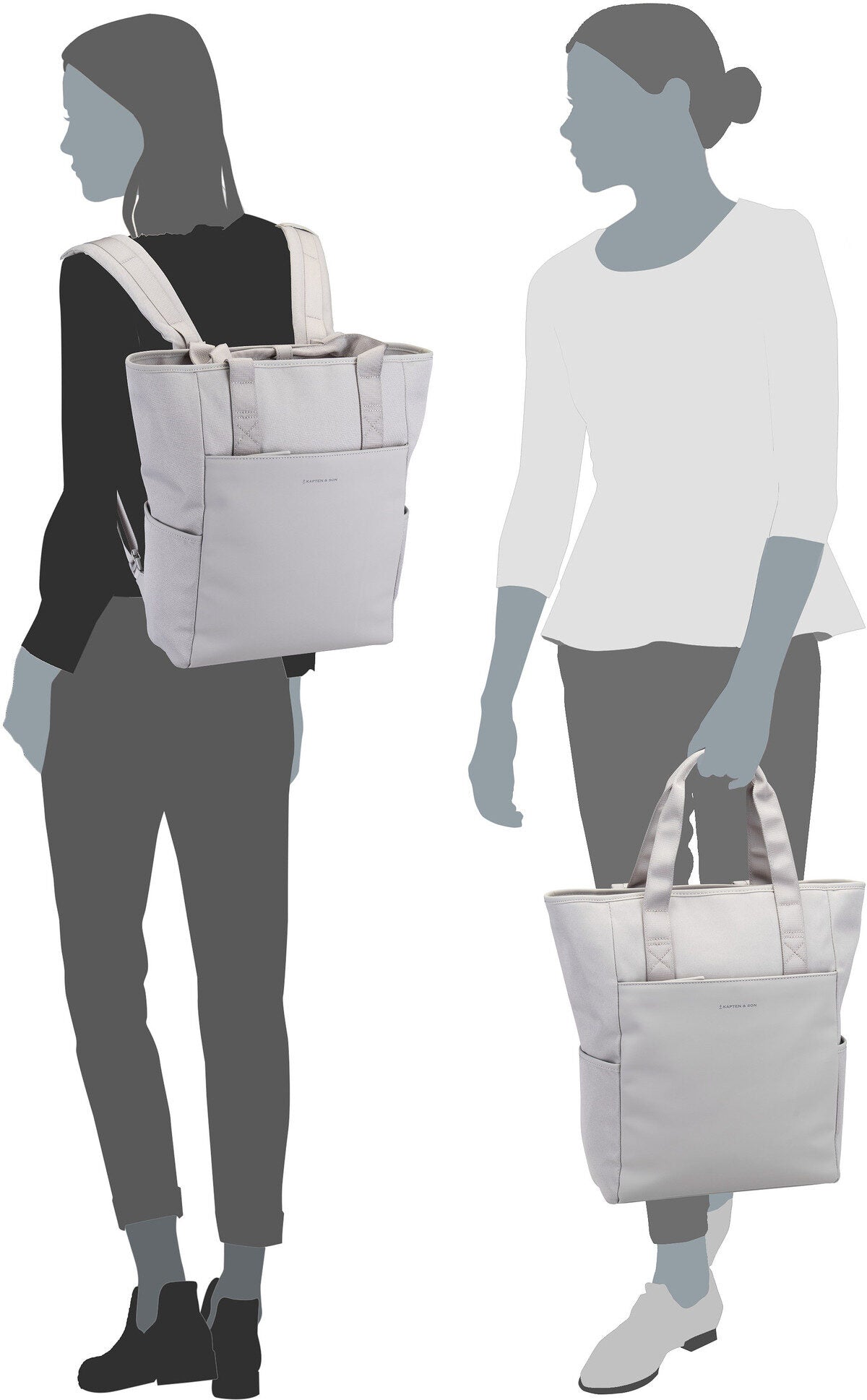 Kapten & Son Lindby Greige Rucksack – Silhouettenansicht