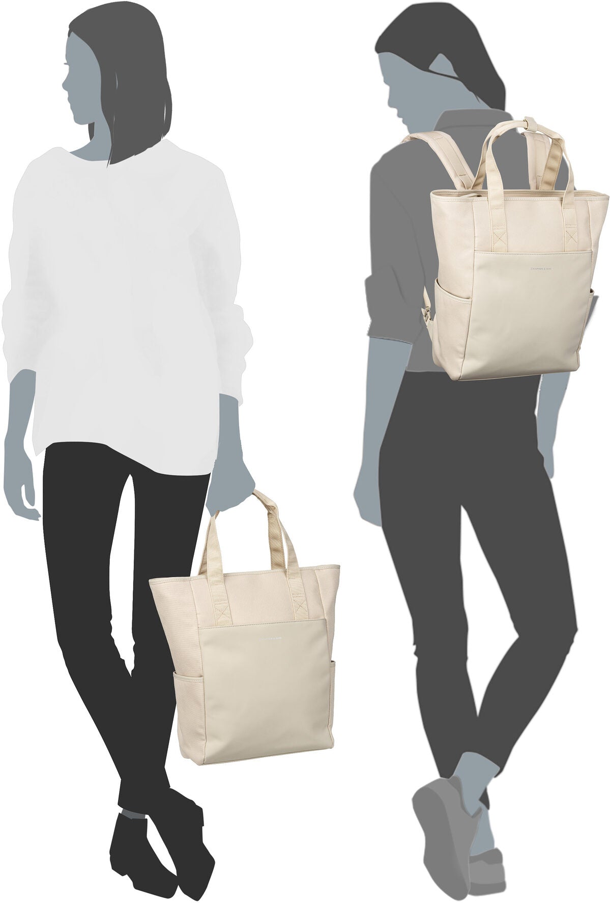 Kapten & Son Lindby Diaper BP Sandstone Rucksack – Silhouettenansicht
