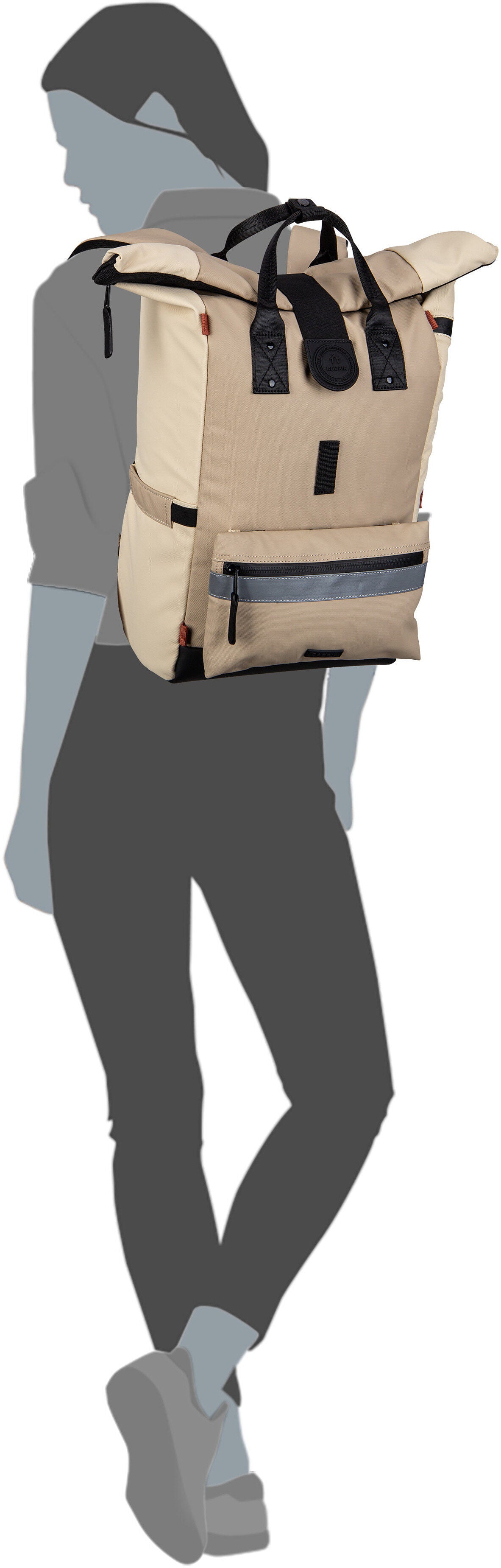 Cabaia Explorer Recycled Oxford Medium Menton Rolltop Rucksack – Silhouettenansicht