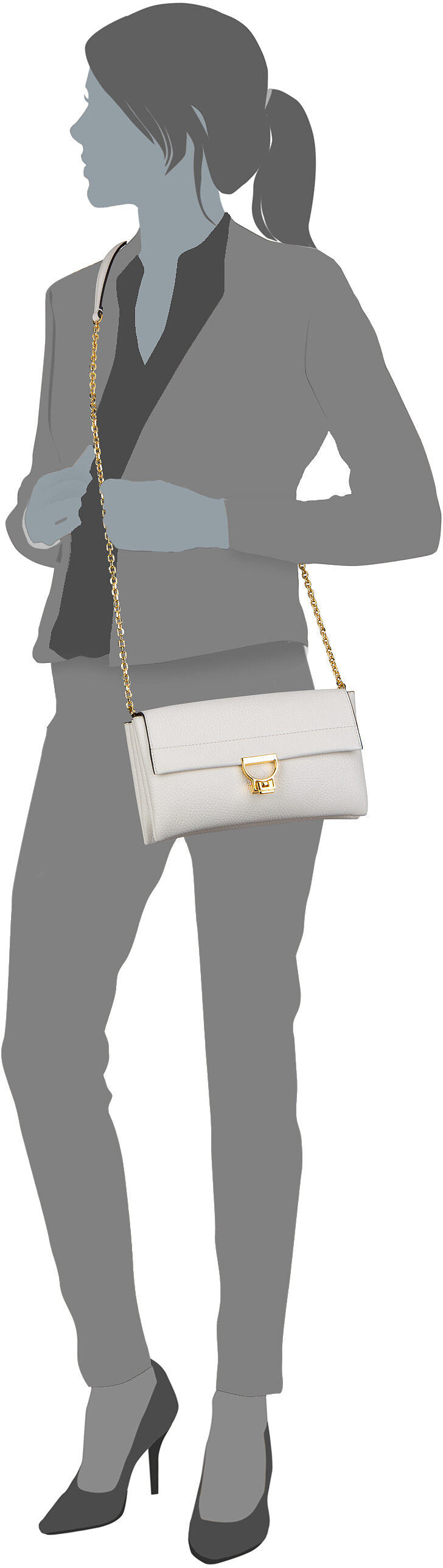 Coccinelle Arlettis1503 Blanco Crossbody Bag – Silhouettenansicht