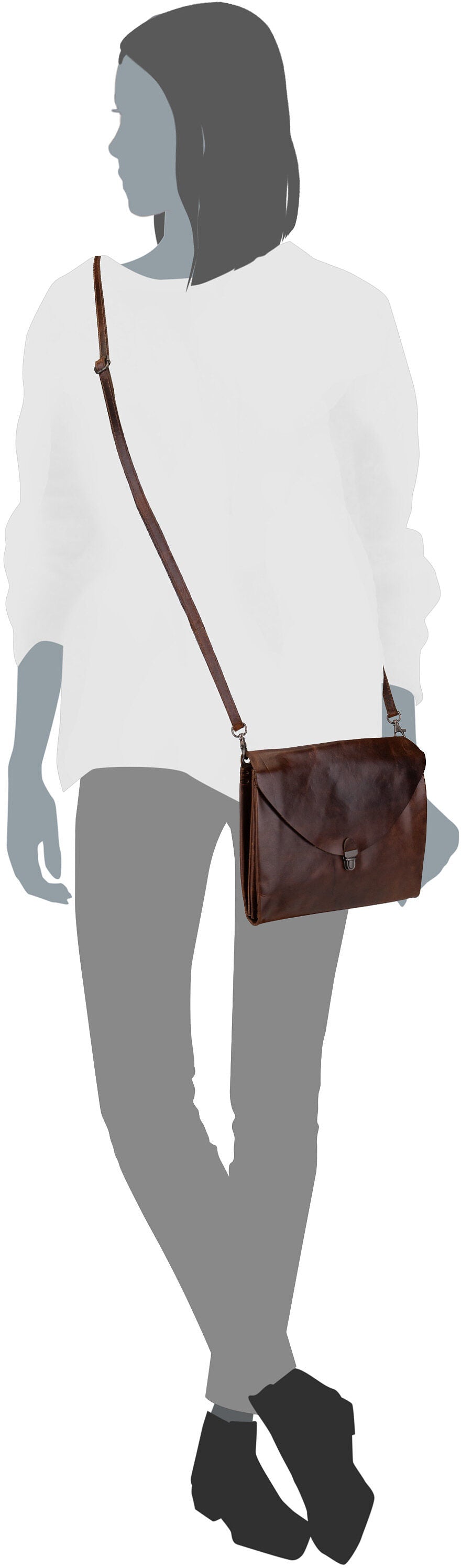 Harold's Fold Handbag Clutch L FO3 Grün Crossbody Bag – Silhouettenansicht