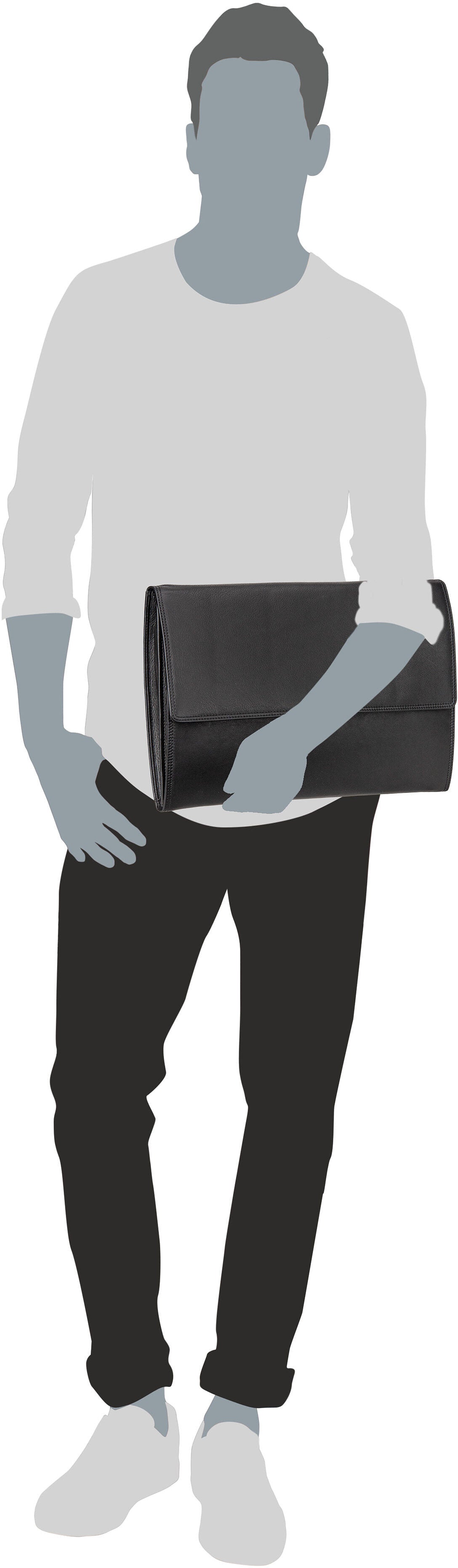 Braun Büffel GOLF 3.0 Portfolio 90614 Schwarz Dokumentenmappe – Silhouettenansicht