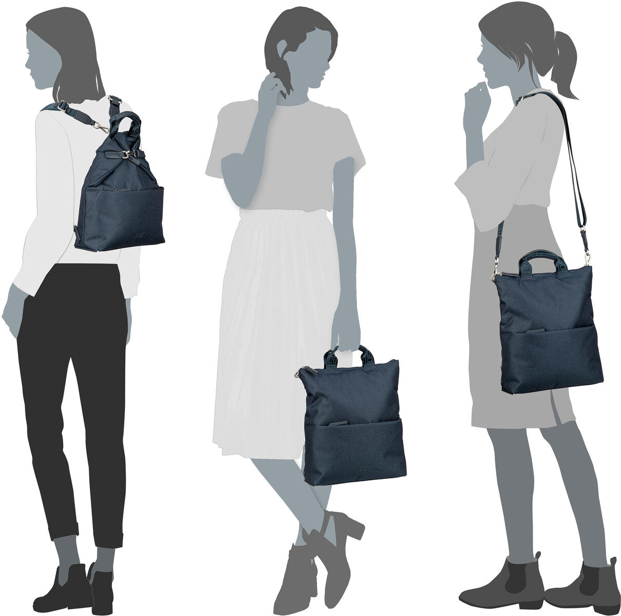Jost Bergen 1607 Misty Blue Rucksack – Silhouettenansicht