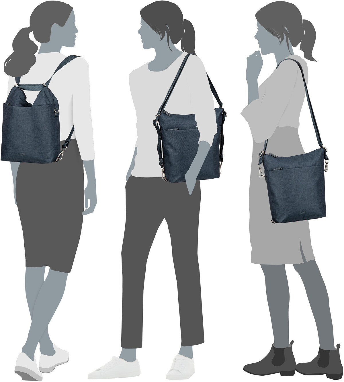Jost Bergen 1609 Hellgrau Rucksack – Silhouettenansicht