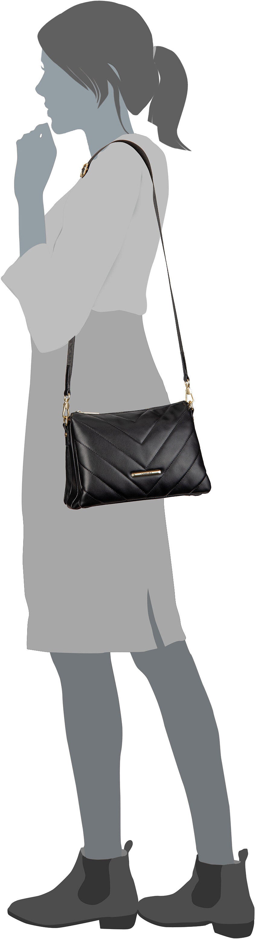 travelite Barbara Cozy CB Trio Schwarz Crossbody Bag – Silhouettenansicht