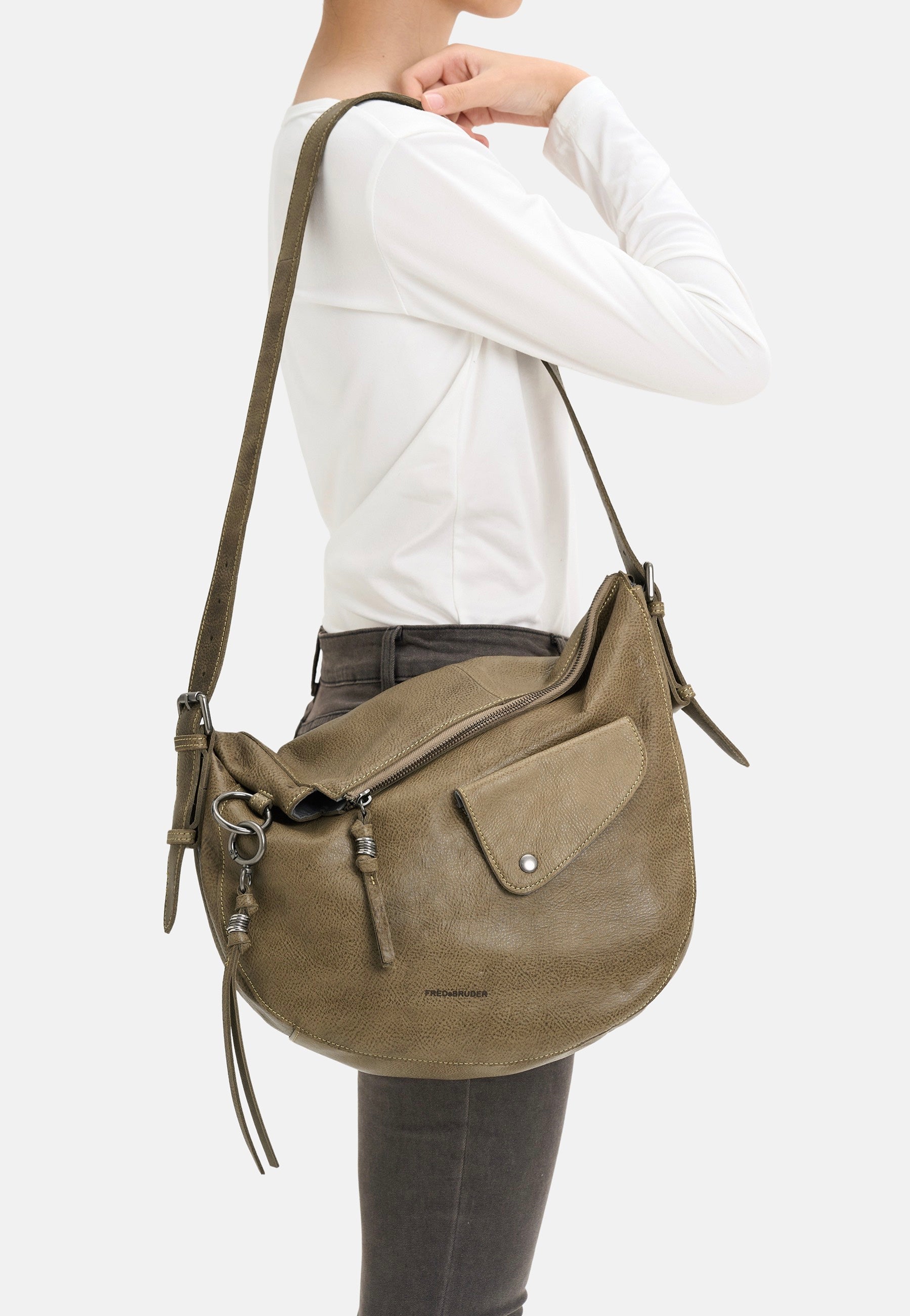 Fredsbruder My Forever Friend Shoulderbag With Front Pocket Muddy Khaki Schultertasche