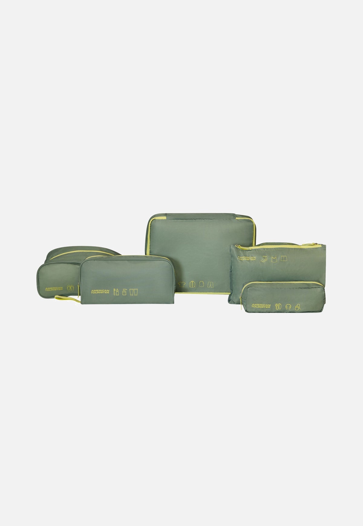 American Tourister Packing Organizers 5Pcs Olive/Lime Packing Organizers