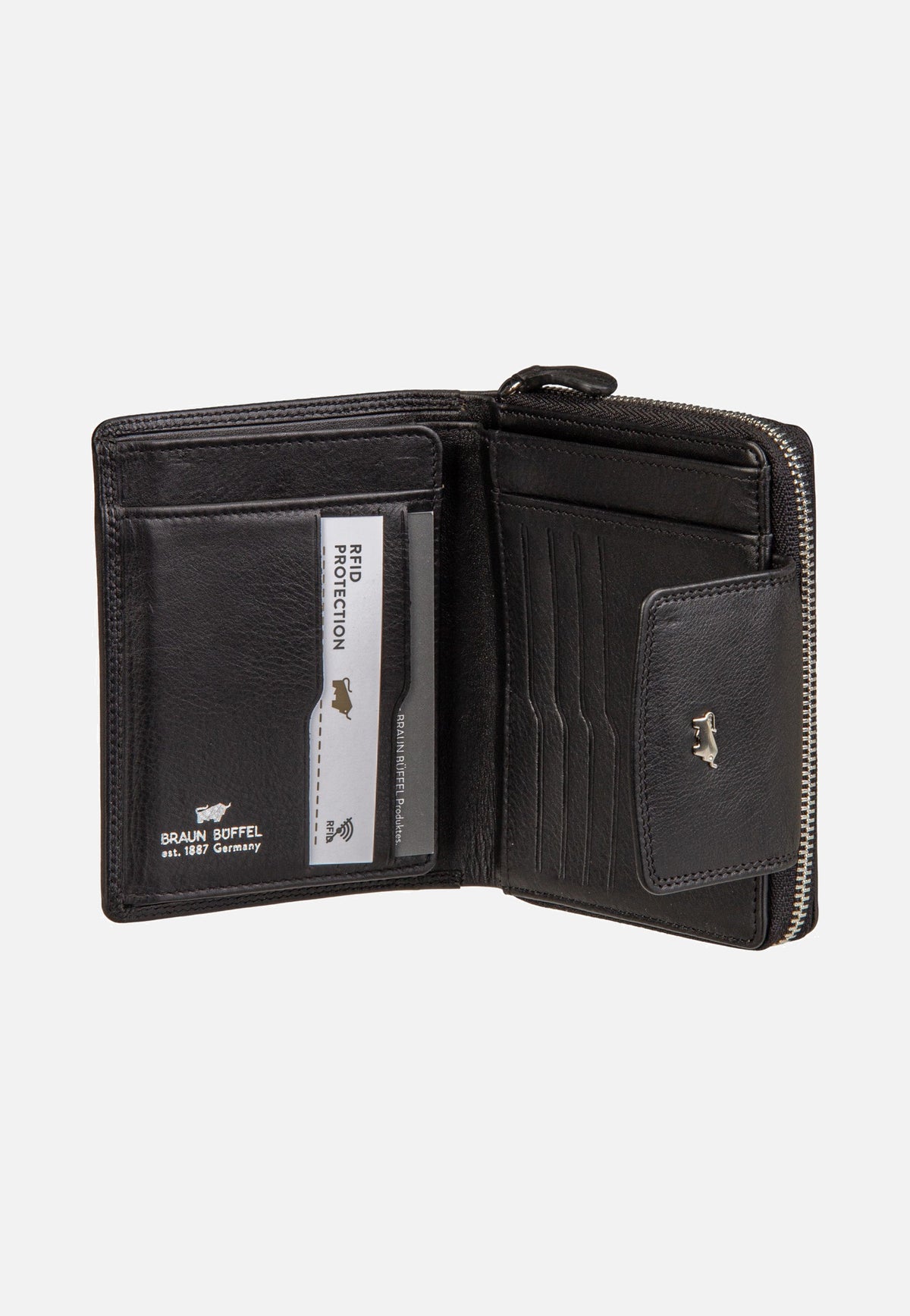 Braun Büffel Golf RFID Zip-Wallet M 12Cs Black Portemonnaie