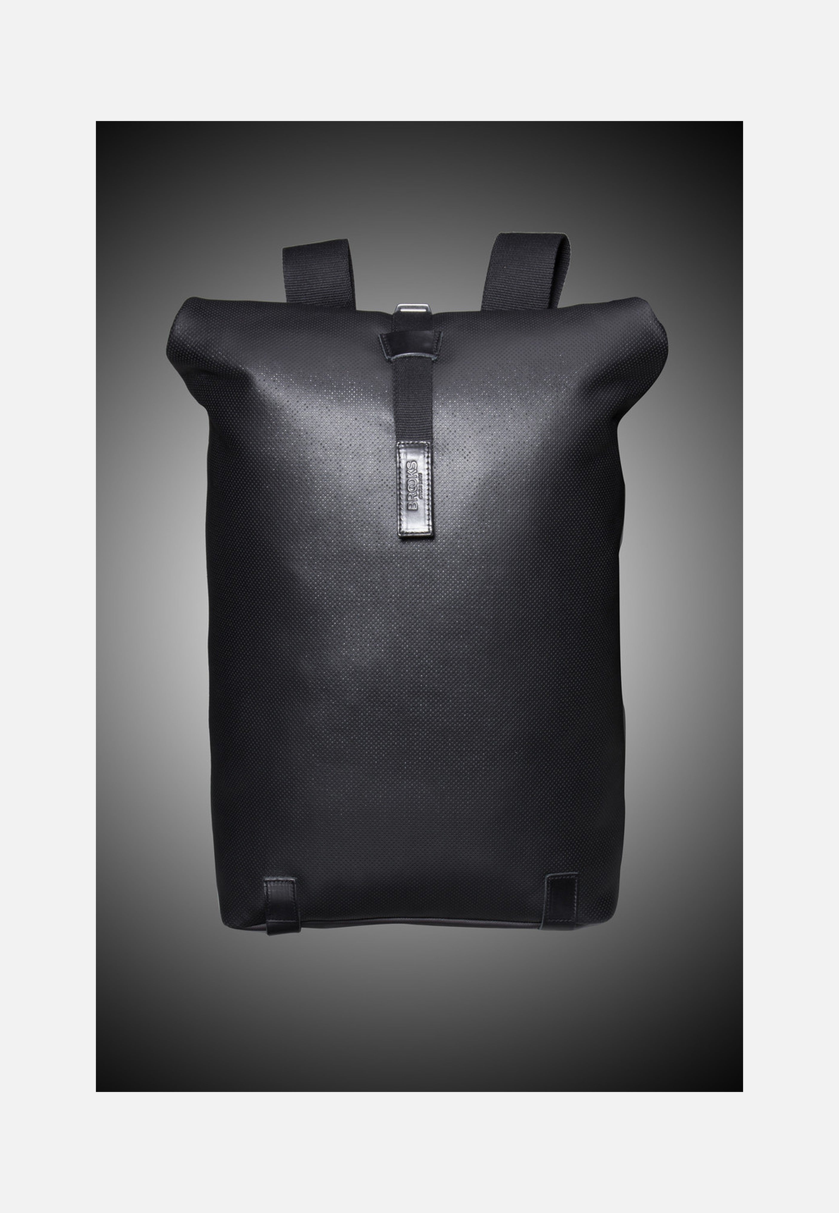 Brooks England Pickwick Reflective Leather Black Rolltop Rucksack