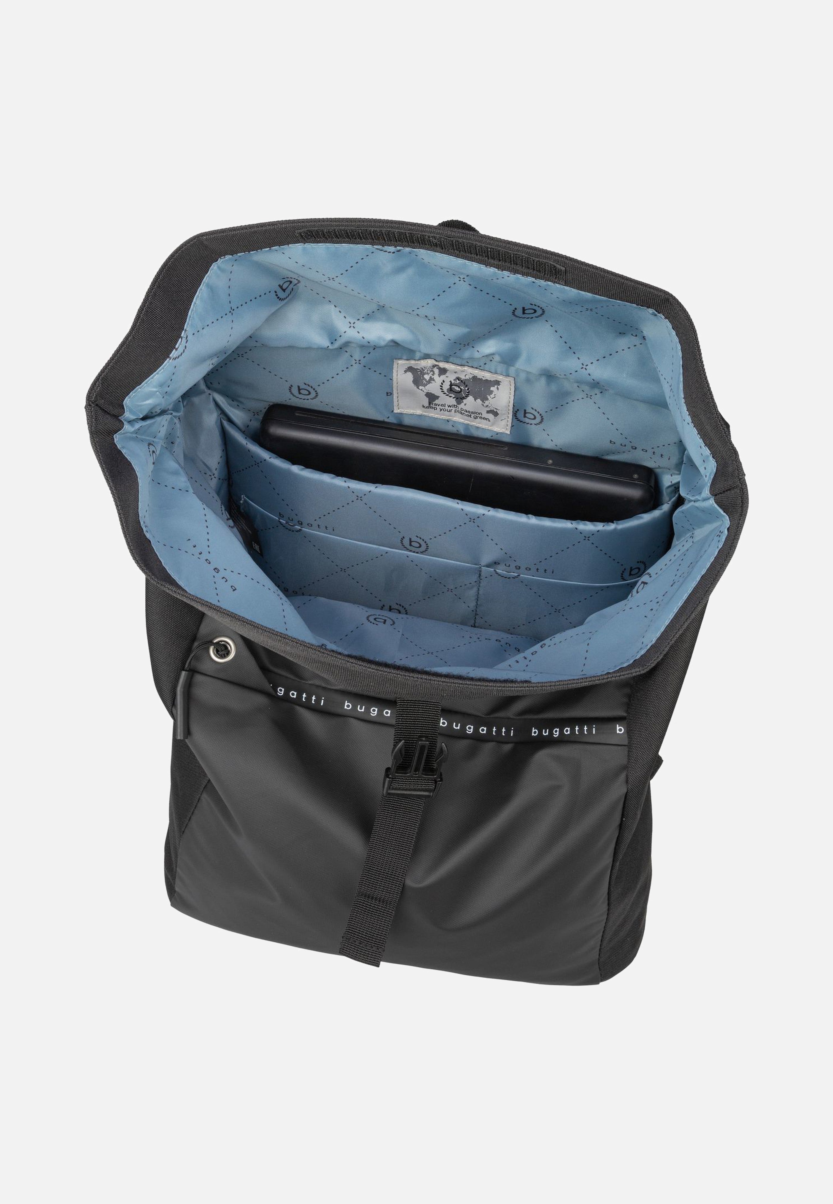 Bugatti Blanc DeLight Backpack with Rolltop Schwarz Rolltop Rucksack