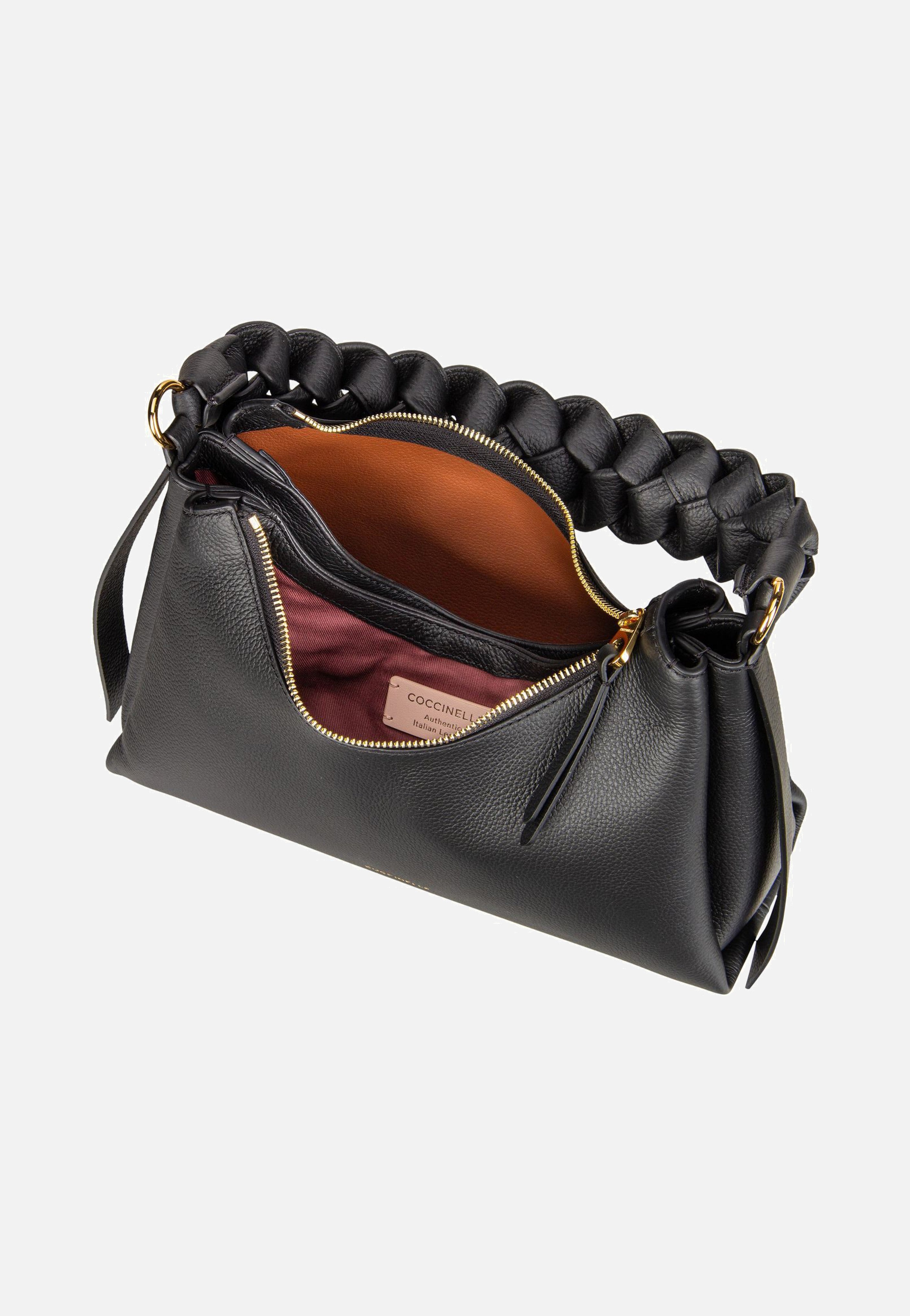 Coccinelle Boheme Grana Double 1303 Noir/Cognac Schultertasche