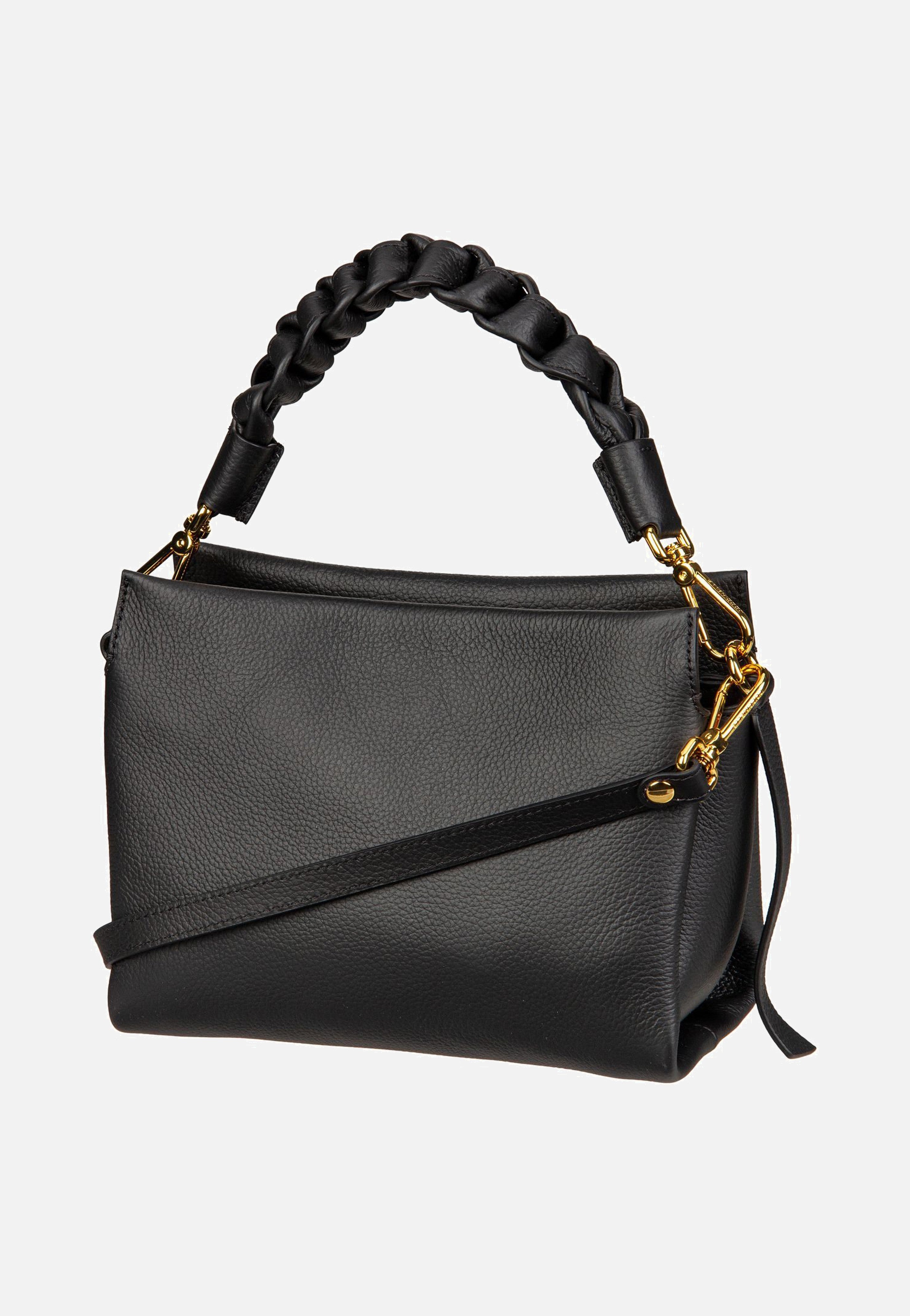 Coccinelle Boheme Grana Double 5801 Noir/Cognac Handle Bag