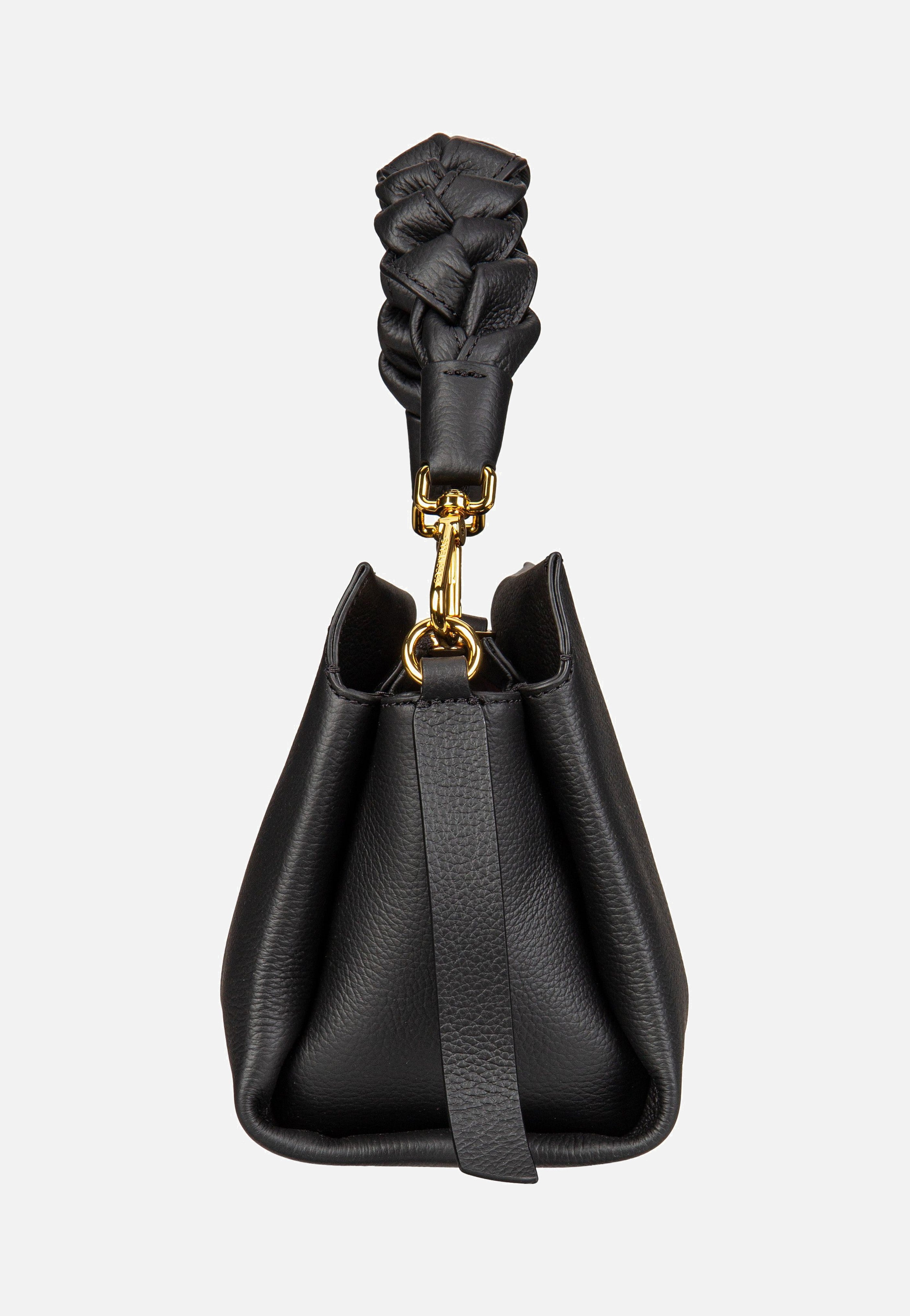 Coccinelle Boheme Grana Double 5801 Noir/Cognac Handle Bag