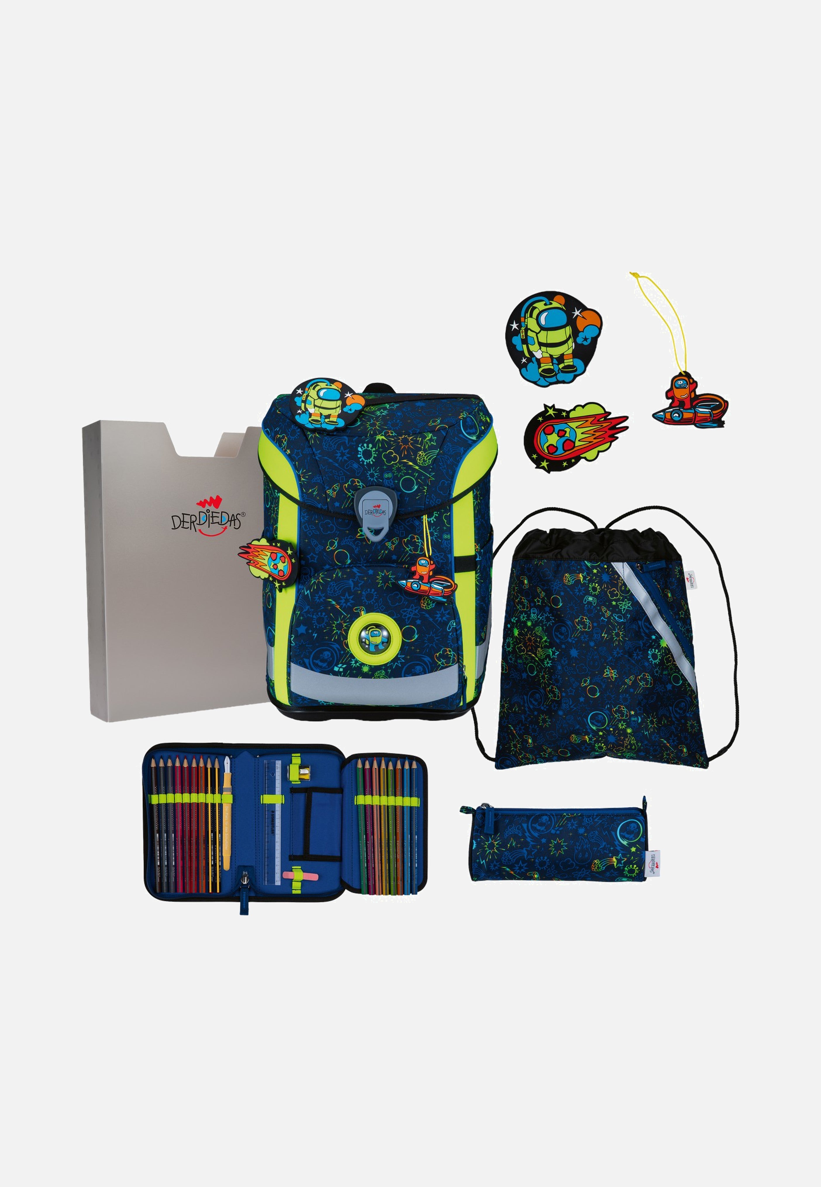 DerDieDas ErgoFlex Easy Set Neon Crazy School Rucksack