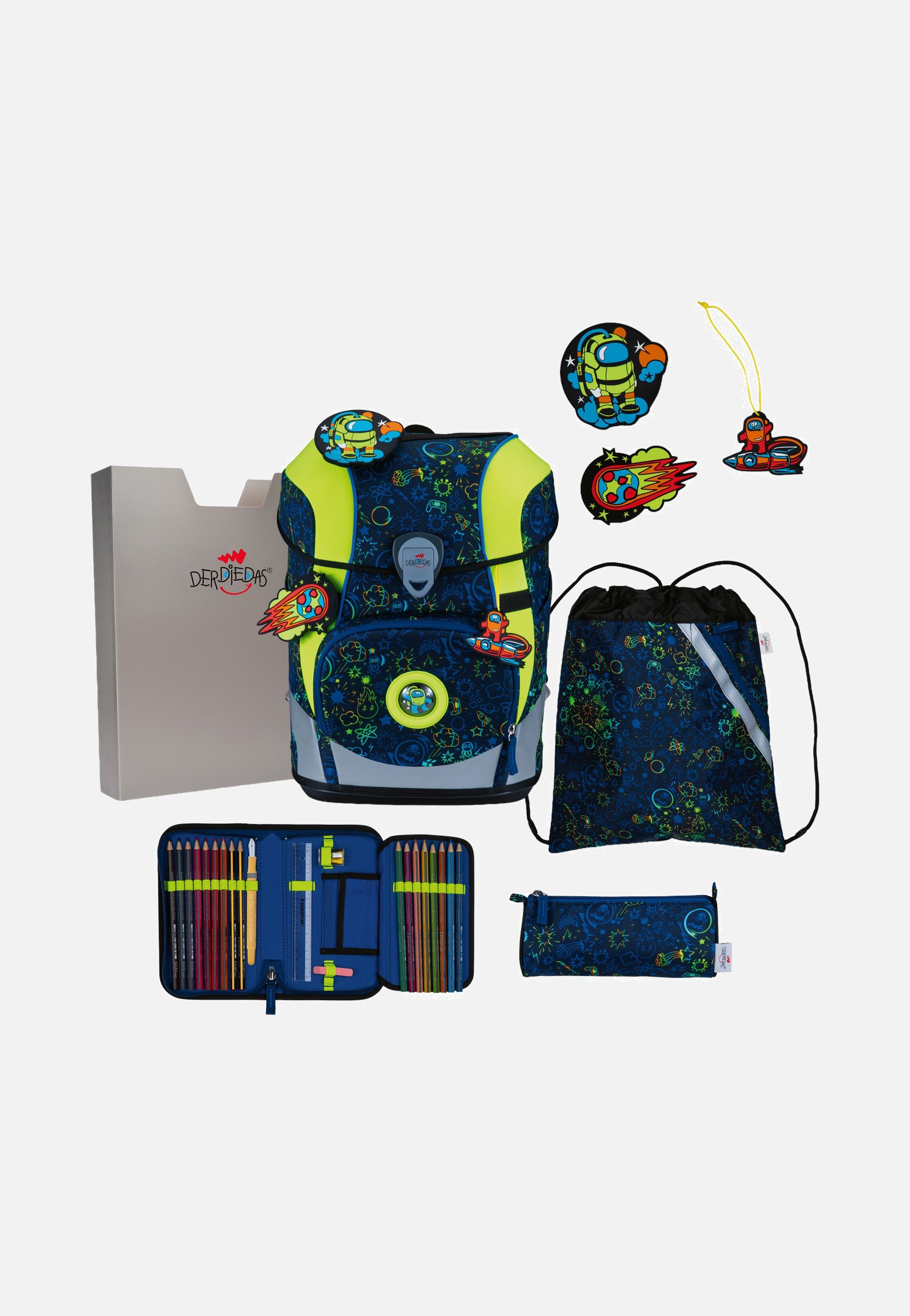 DerDieDas ErgoFlex Tiny Set Neon Crazy School Rucksack